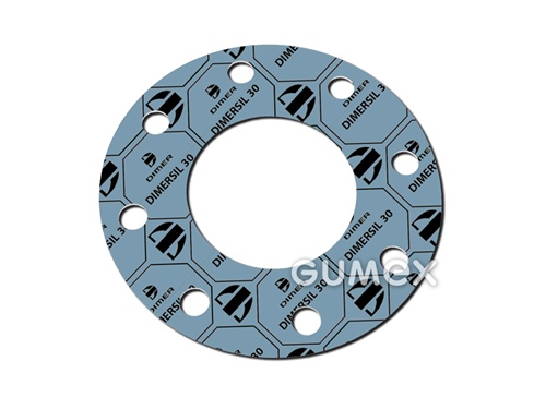 DIMERSIL 30, 0,5mm, 1500x1500mm, 120bar, NBR/NBR/Aramidfasern, +330°C (Dampf +250°C), hellblau, 
